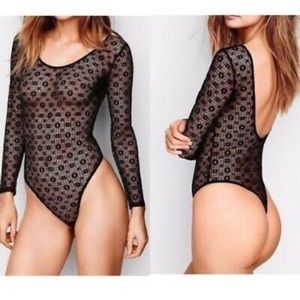VS teddy lace black bodysuit long sleeves sexy